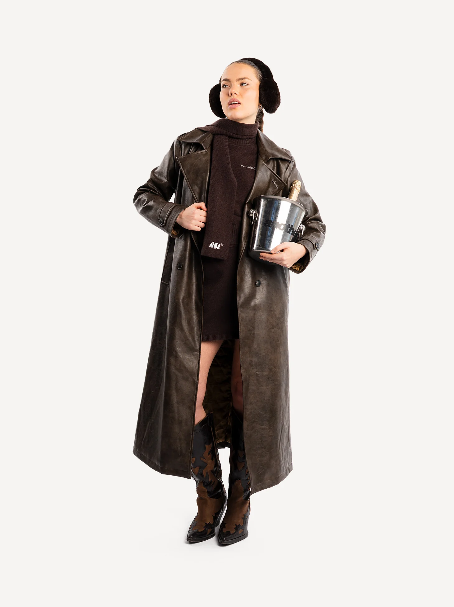 Another Vegan Leather Trench Coat Women - Image 4