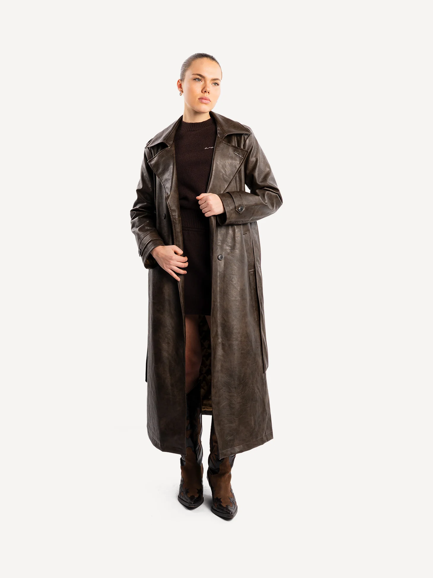 Another Vegan Leather Trench Coat Women - Image 5